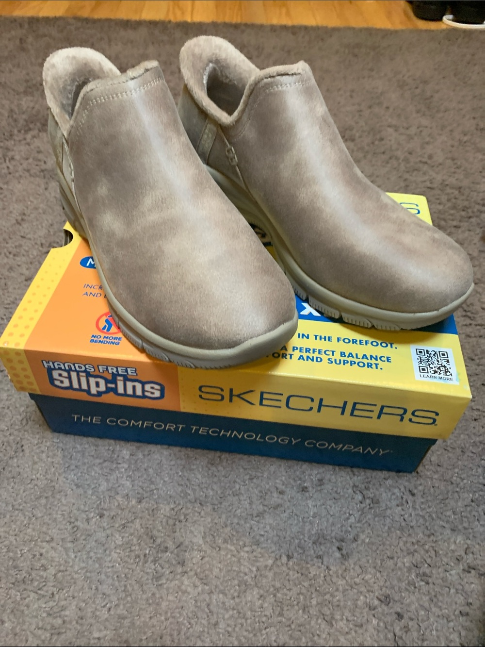 Skechers Women's Taupe Slip-On Cozy comfort shoes